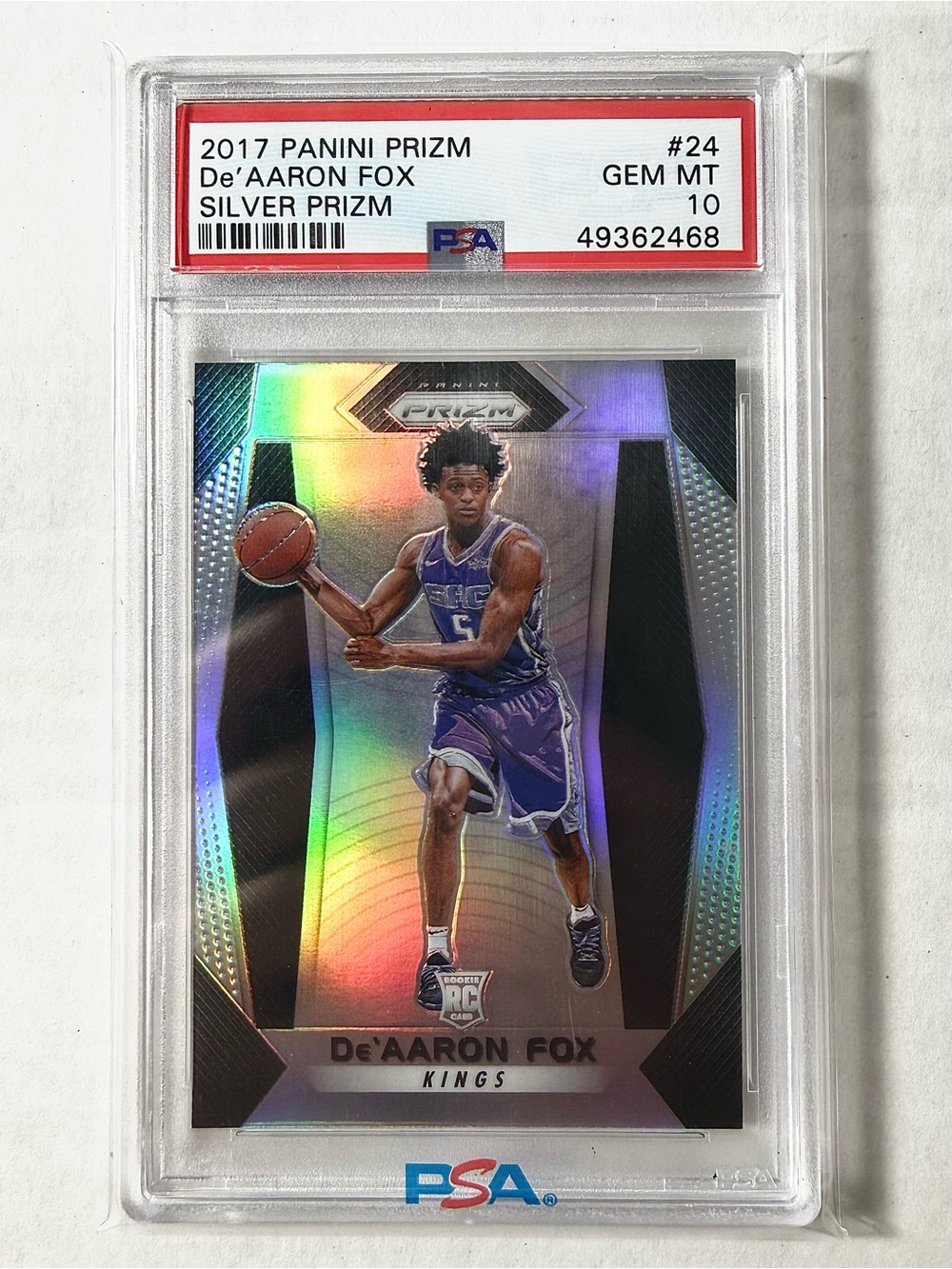 Panini Silver Prizm De'Aaron Fox Rookie - PSA 10